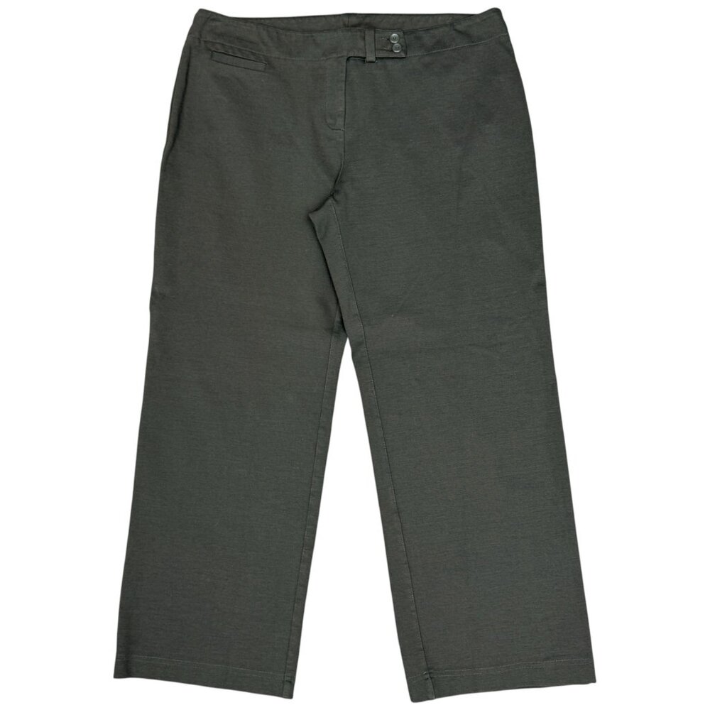 EILEEN FISHER Women's EUC Ponte Knit Wide Leg Ankle Pants Olive | Size PL